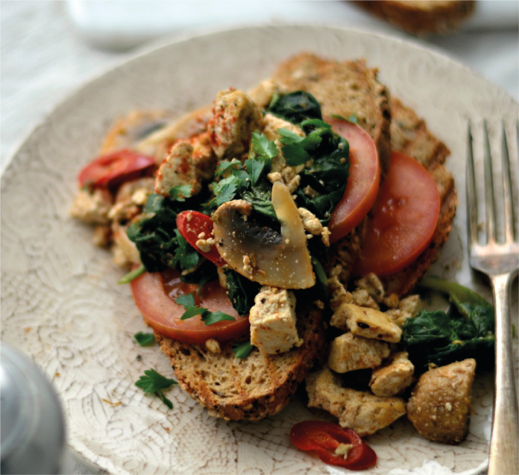 Tofu com Cogumelos e Espinafres
