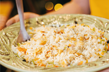 Arroz com Gengibre e Amêndoas Torradas