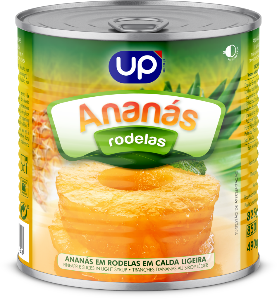 Ananás Rodelas em Calda Leve UP 825g (Quénia)