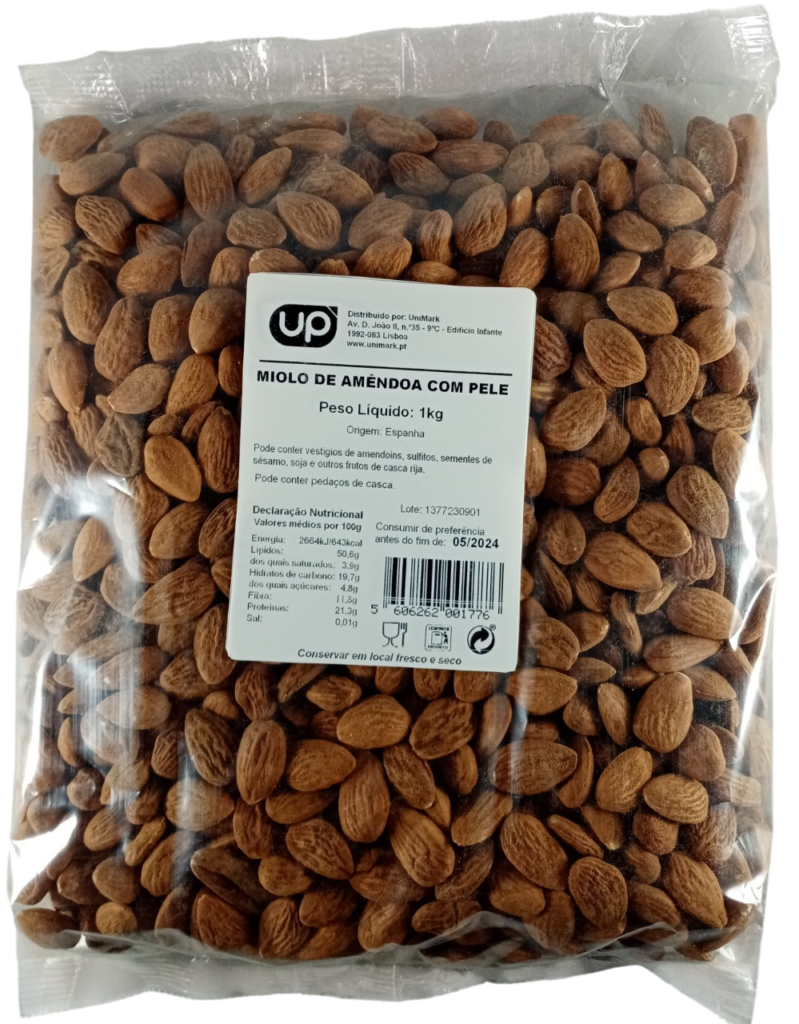 Miolo Amêndoa c/Pele UP saq. 1kg