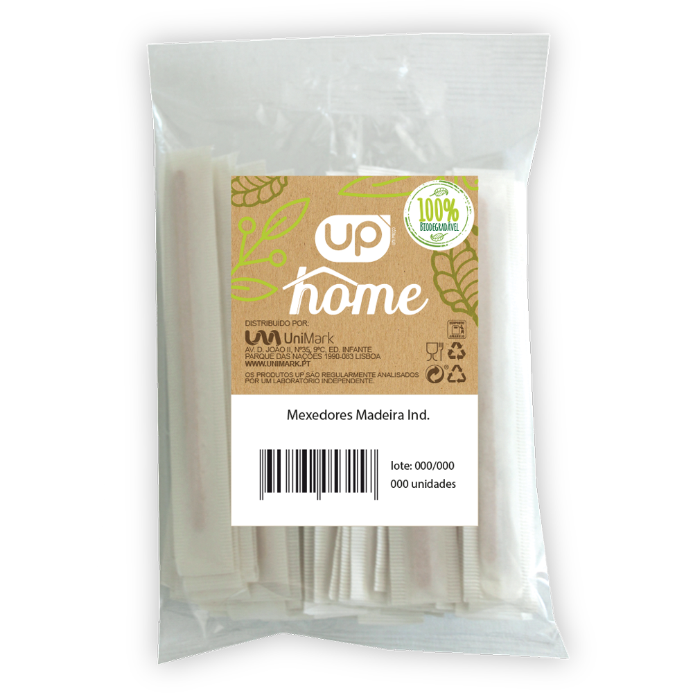 Mexedores Madeira p/café 100% Bio Emb. Ind. 500un