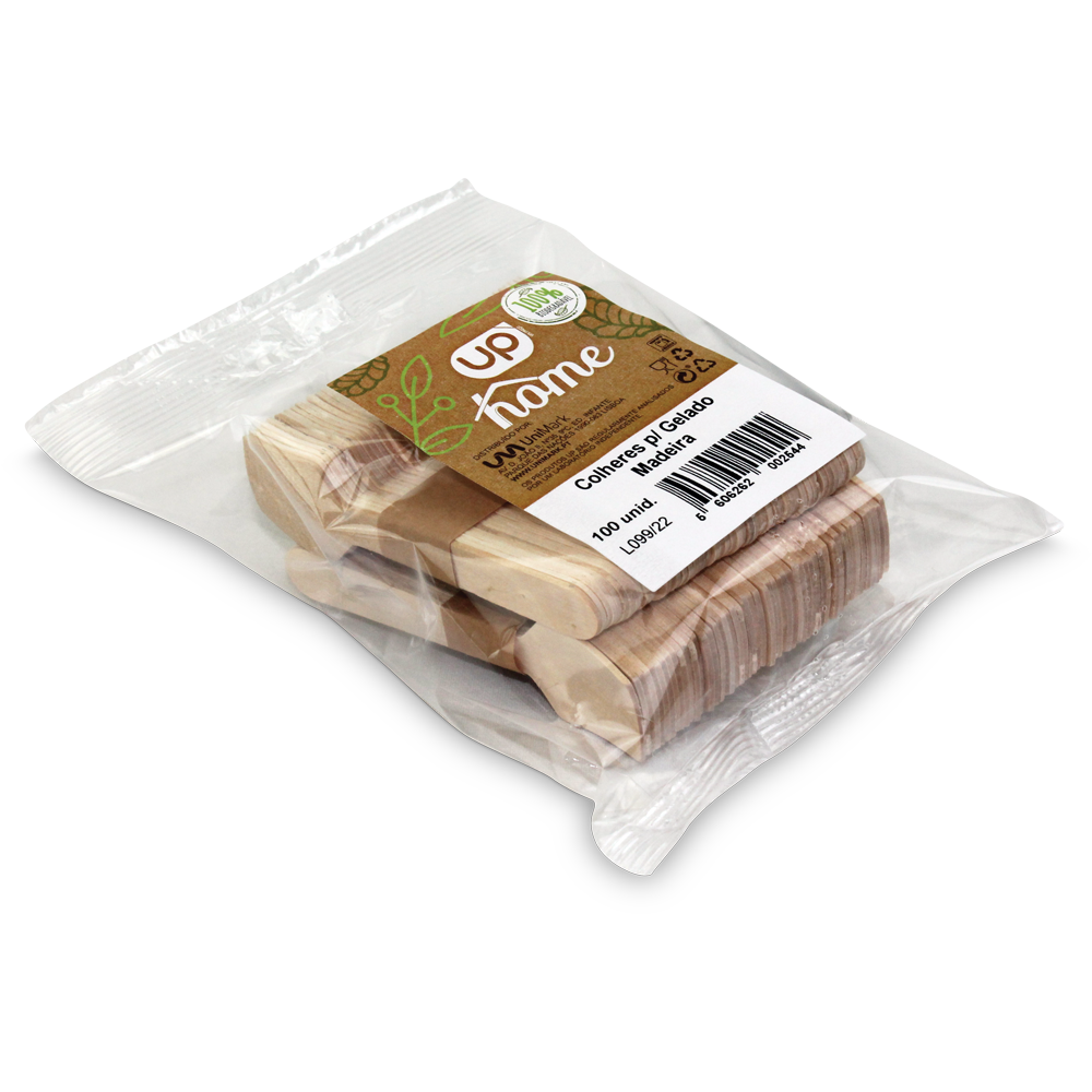 Colher Gelado Madeira UP Home 100un