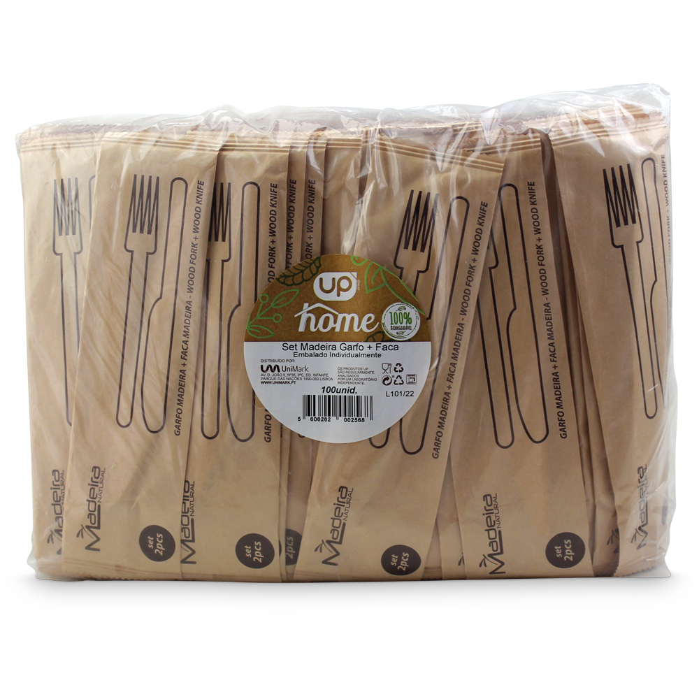 Set Garfo+Faca Madeira Individual Home 100un