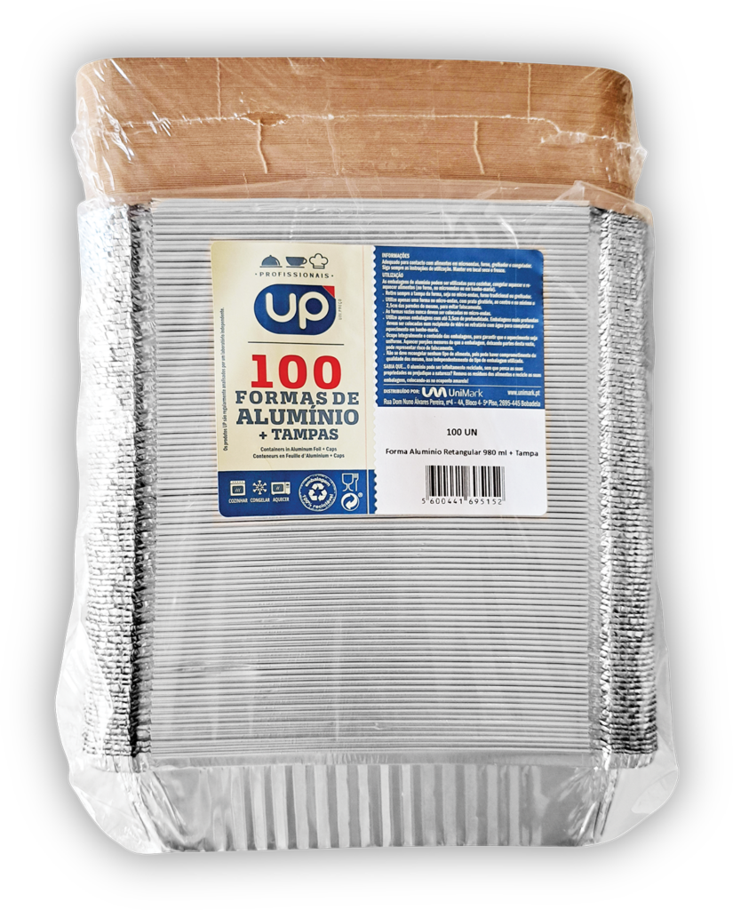 Forma Alumínio Retangular 980ml UP Home 100un