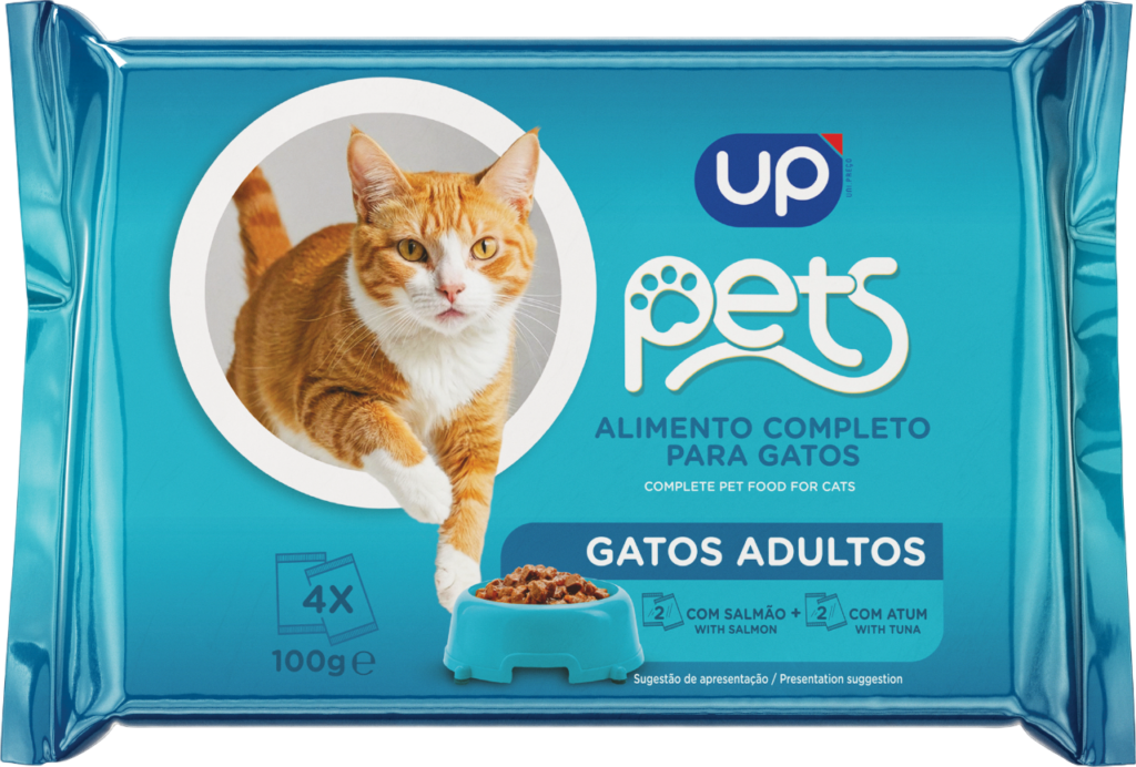 Alim. Húmido Gato UP Pets Pedaços de Peixe 4x100g