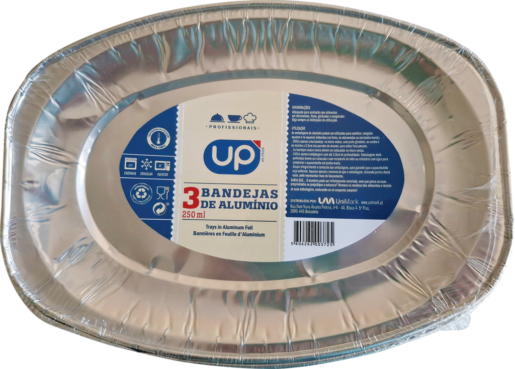 Bandeja Alumínio 250ml UP Home 3un