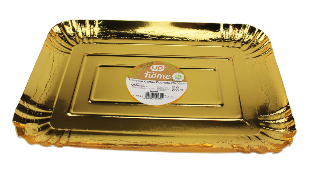 Travessa Cartão Dourado Cake 25x35cm UP Home 1un