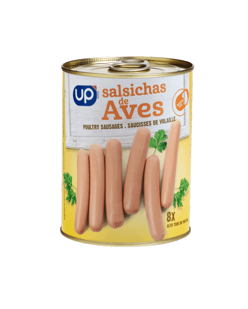 Salsichas de Aves UP Lata 4 pares 200g