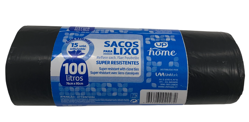 Sacos Lixo UP Home 100lt 15un