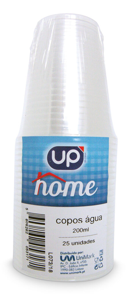 Copos Plástico Água Transp 20cl UP Home 25un