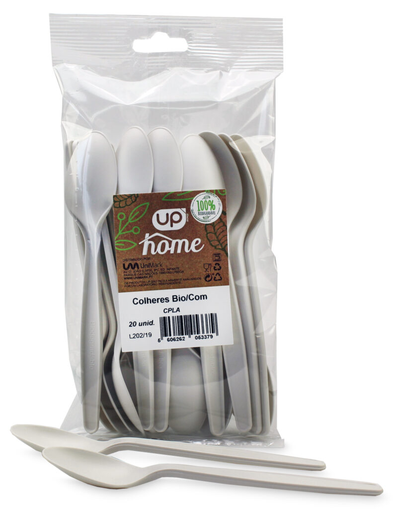 Colher 100% Biodegradável UP Home CPLA branco 20un