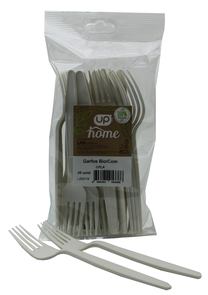 Garfo 100% Biodegradável UP Home CPLA branco 20un