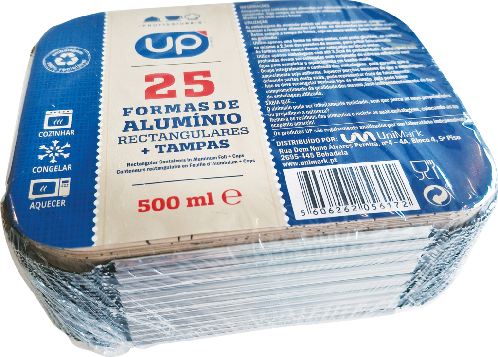 Forma Alumínio Retangular 500ml UP Home 25un