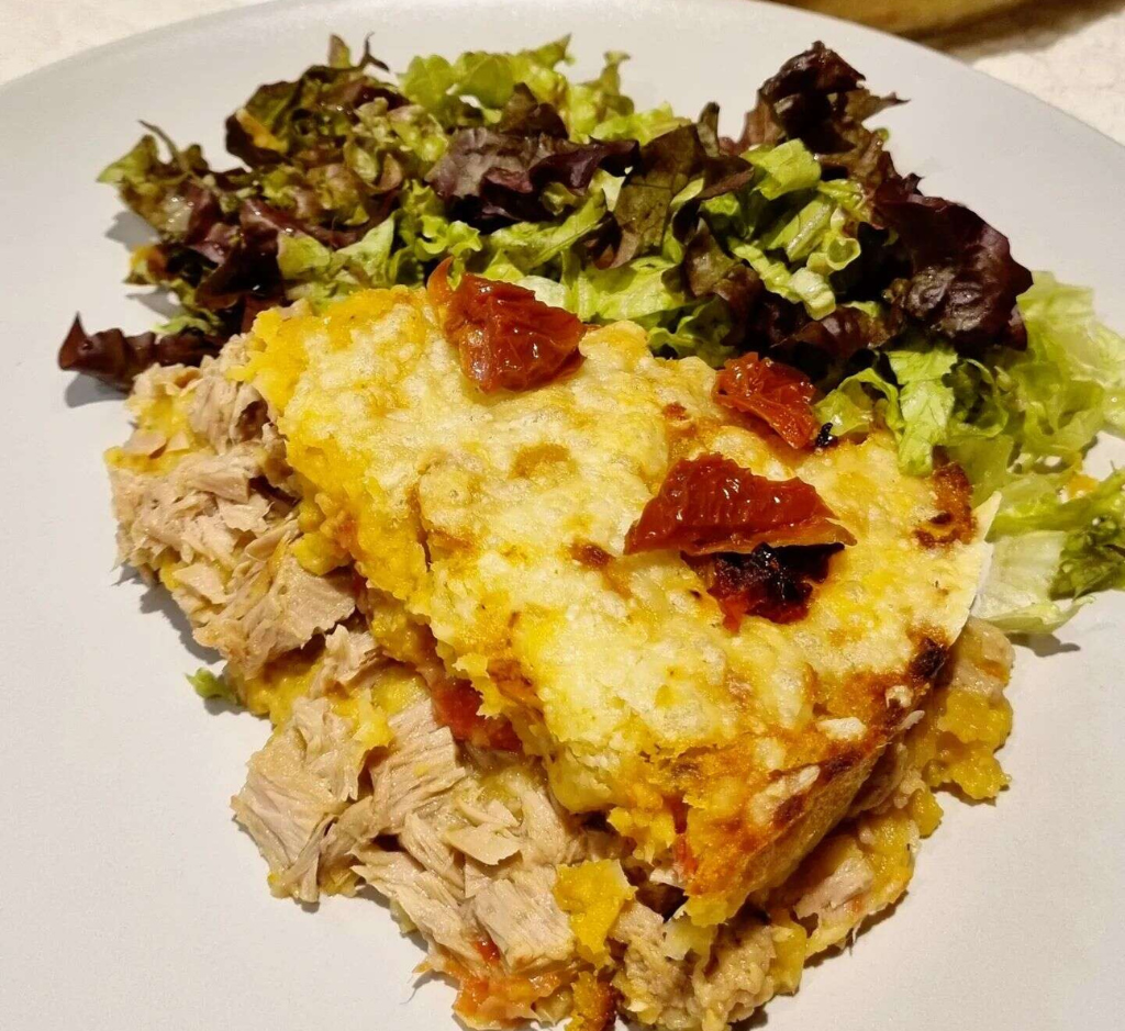Empadão de Arroz com Atum, Espinafres e Cogumelos
