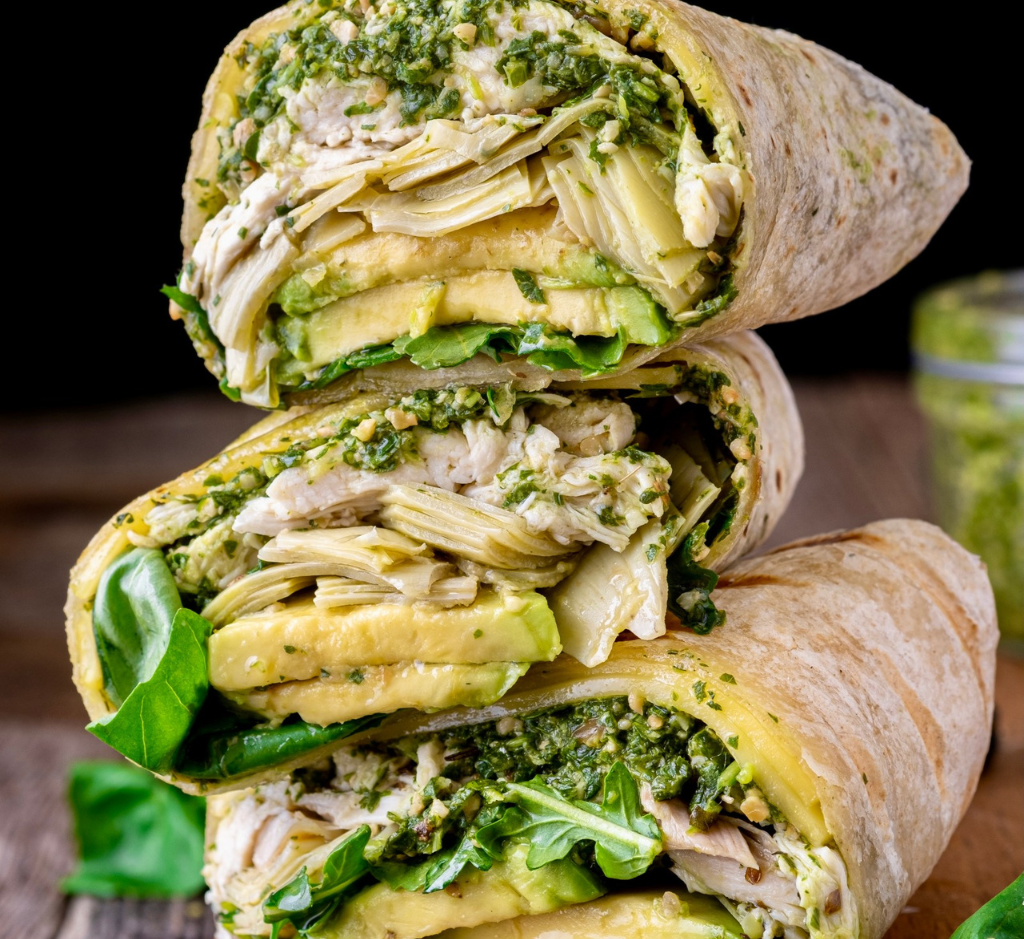 Wrap de Frango e Pesto de Queijo Creme